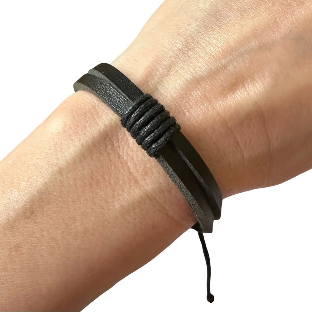 ⭐️ 5 for $25 Black Leather Adjustable Bracelet
